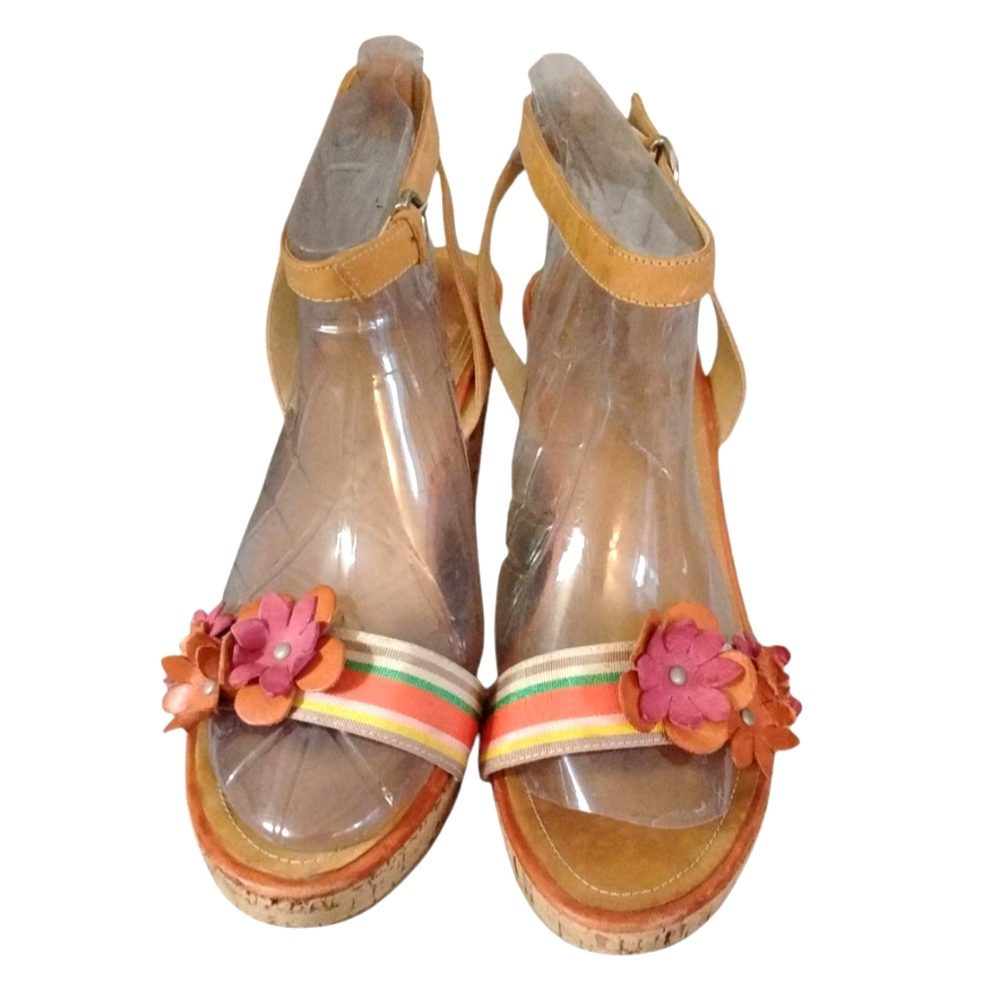 Coach Morgan Strappy Floral Cork Wedge Sandal Size 8.5 - Picture 2 of 9